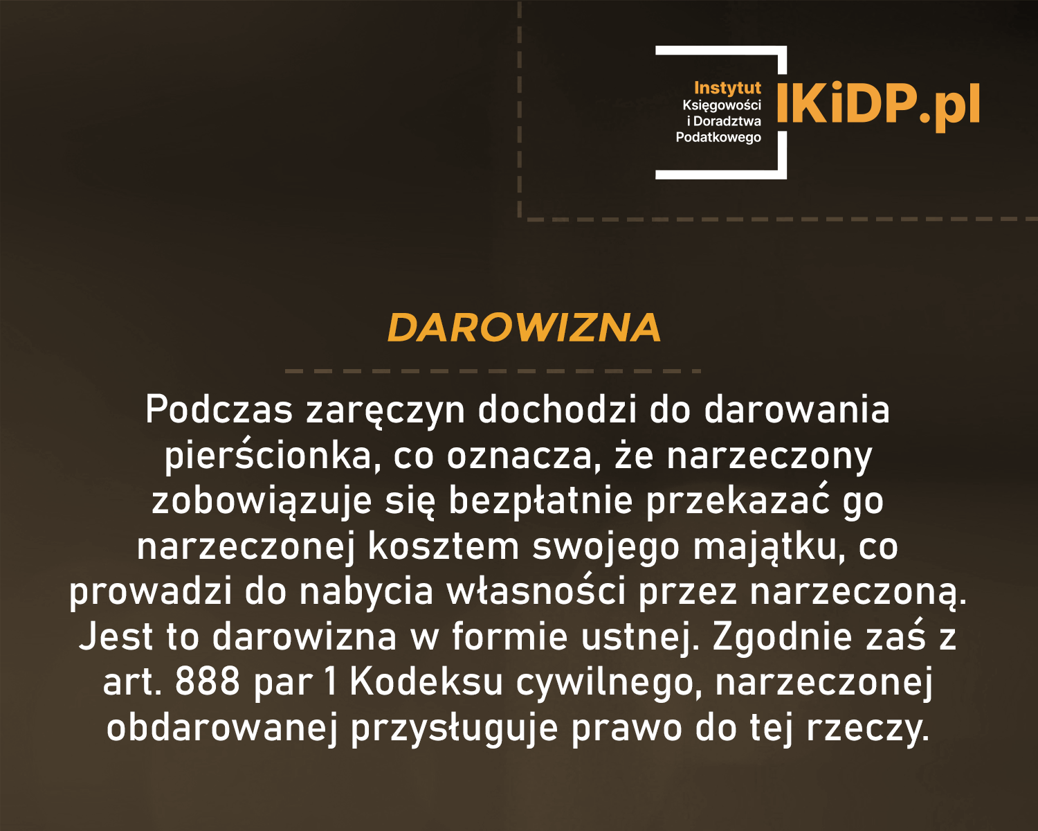 Pierścionek zaręczynowy jako darowizna.