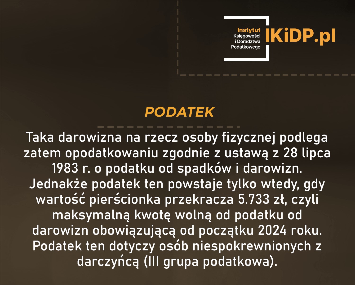 Jaka darowizna na rzecz osoby fizycznej podlega opodatkowaniu.