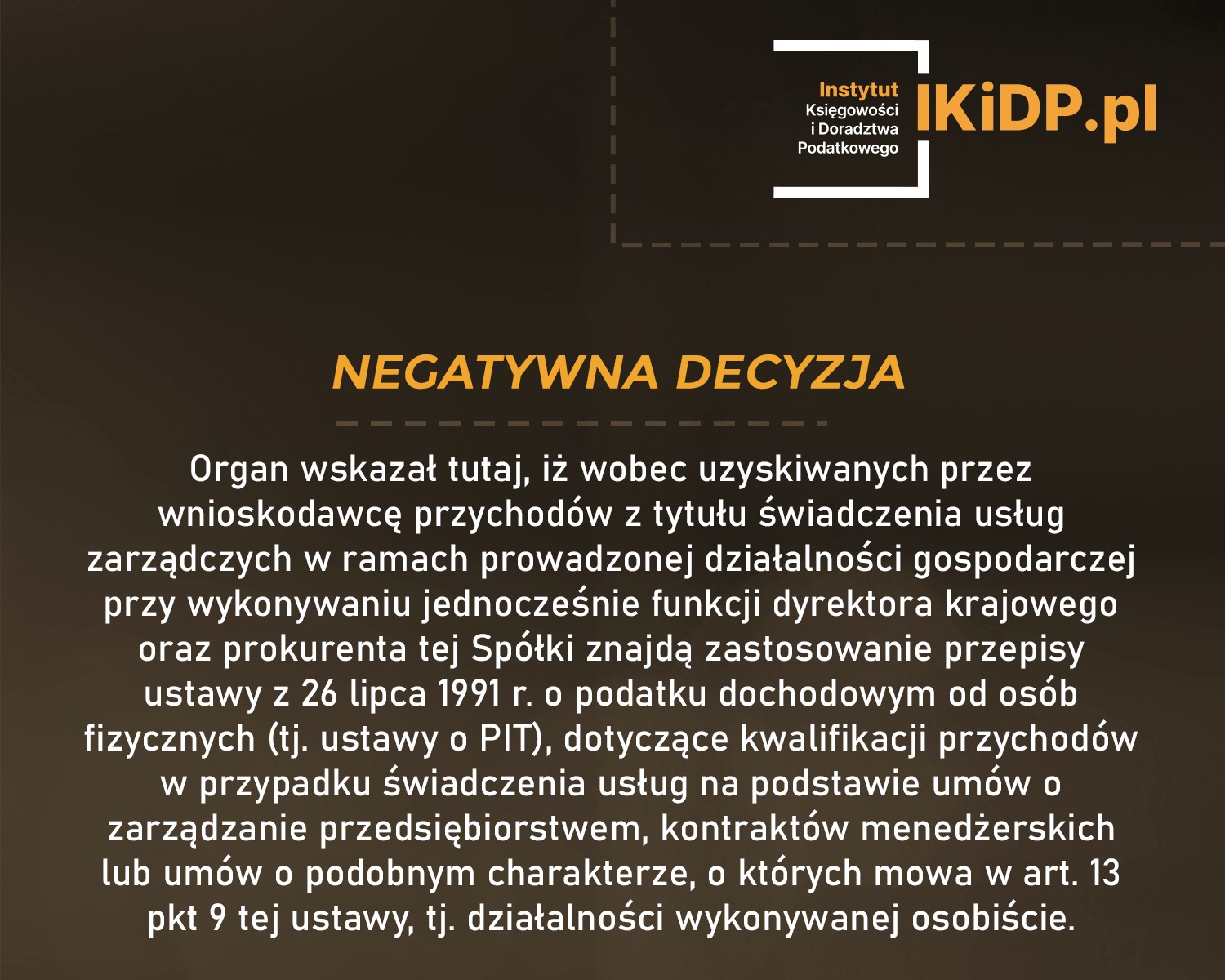 Negatywna decyzja w sprawie stawki od przychodów ewidencjonowanych w wysokości 8,5%.