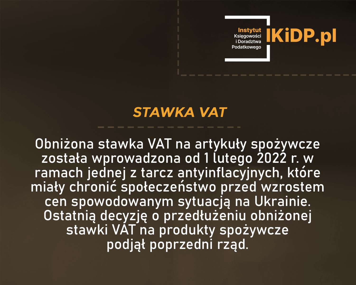 Wyjaśnienie odnośnie obniżonej stawki VAT na artykuły spożywcze.
