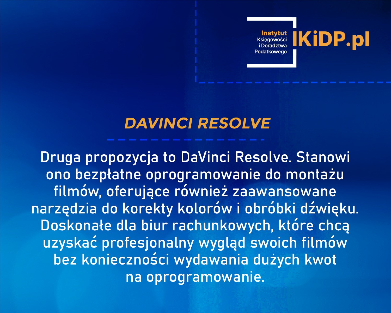 Informacja o DaVinci Resolve.