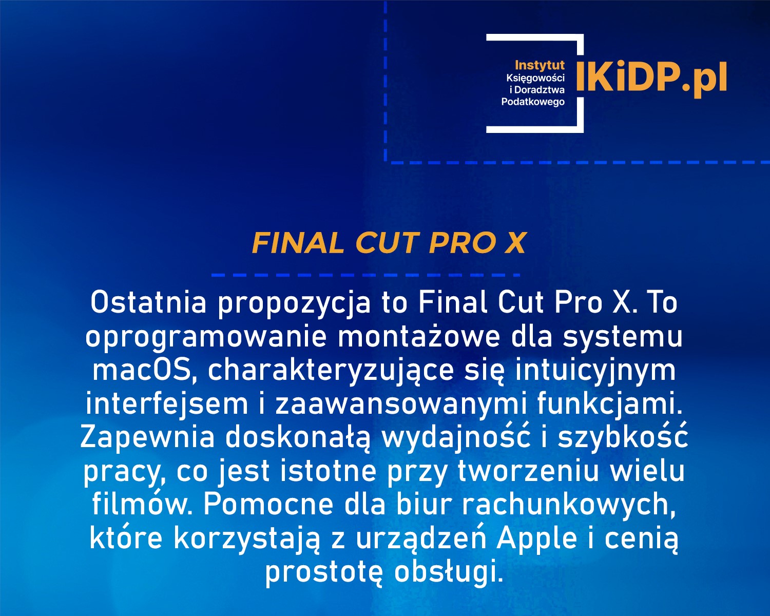 Informacja o Final Cut Pro X.