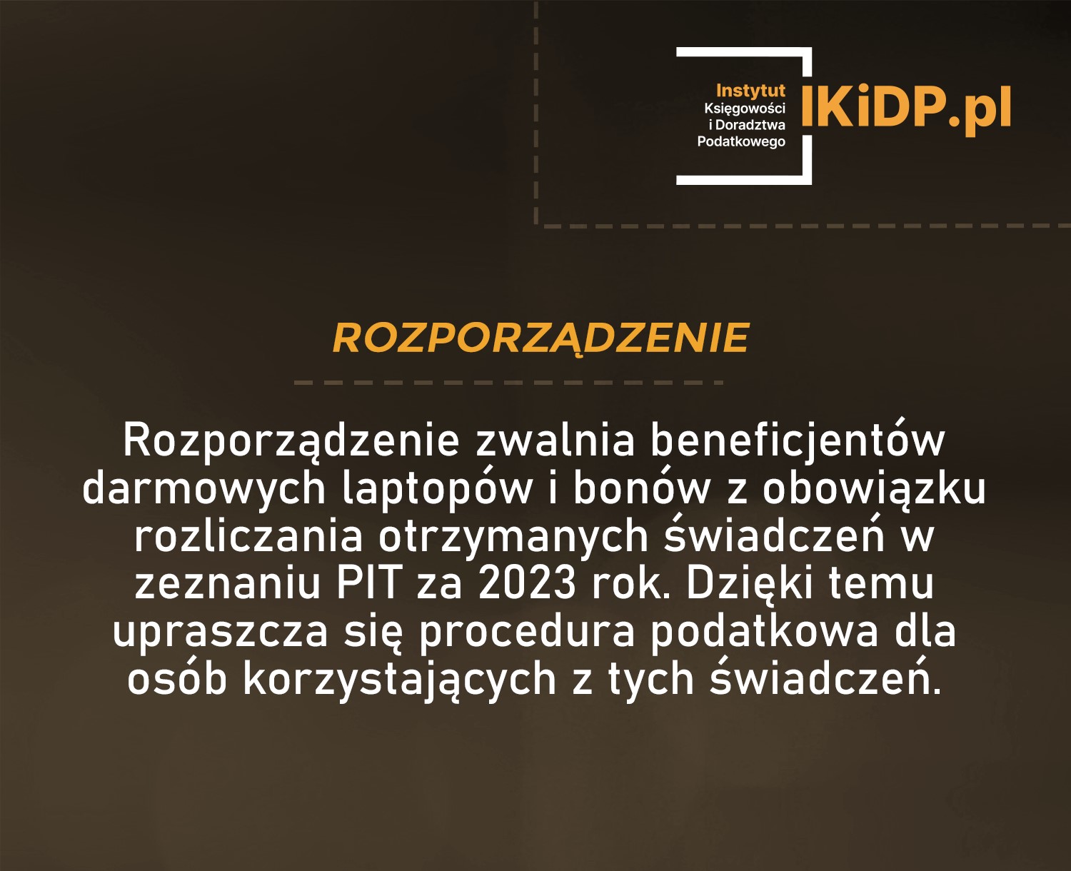 O tym, że beneficjenci darmowych laptopów i bonów nie zapłacą podatku.
