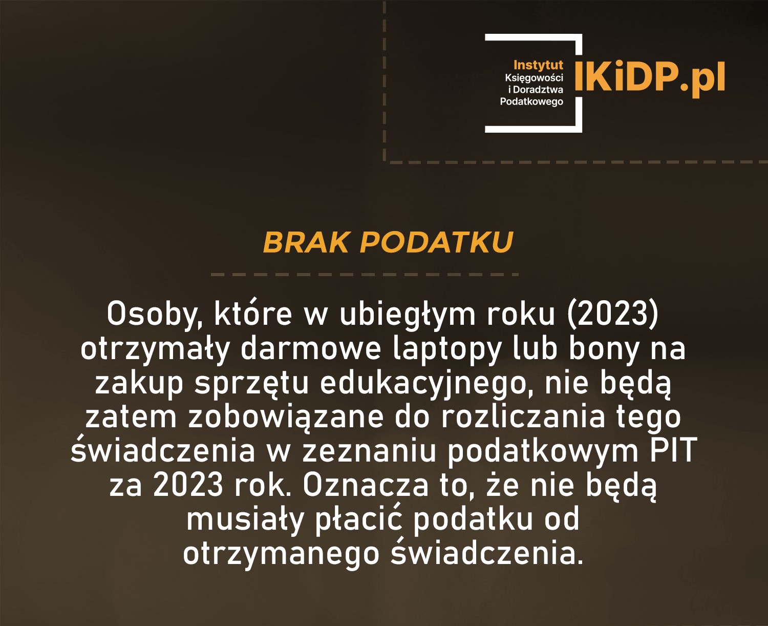 Wyjaśnienie o braku podatku za darmowe laptopy lub bony.