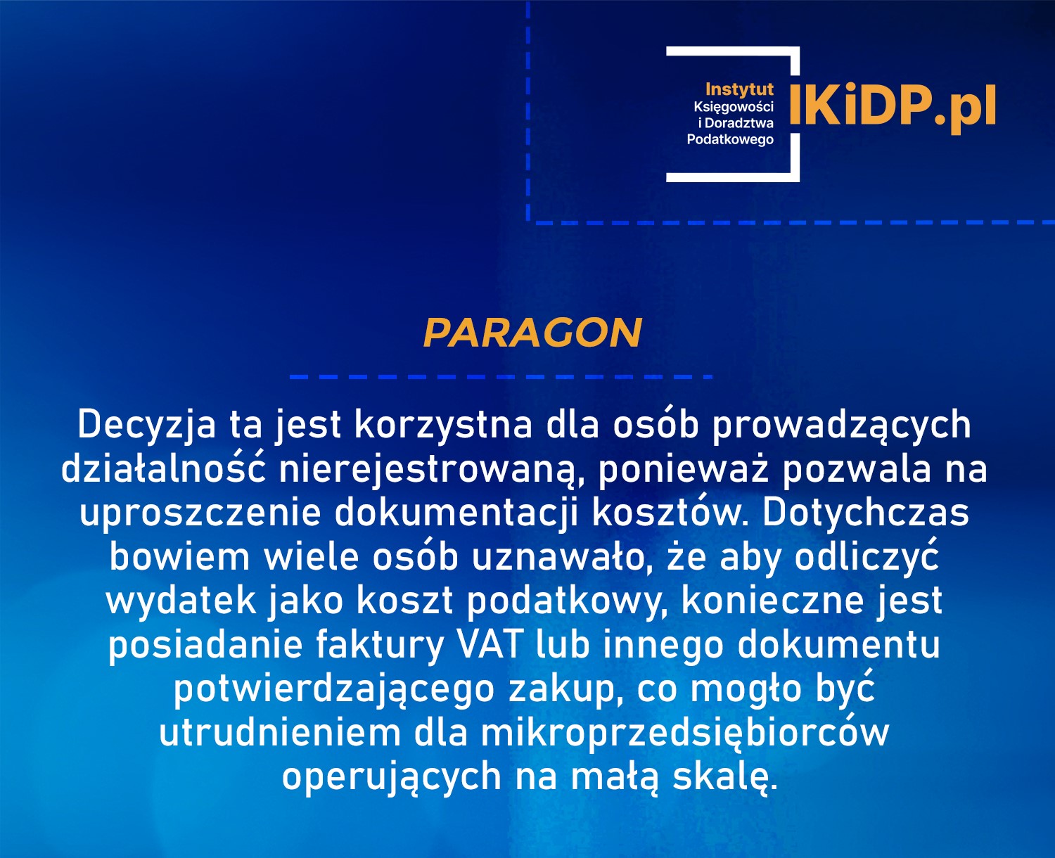 Wyjaśnienie kwestii związanych z paragonem jako podstawą do odliczenia kosztów podatkowych.